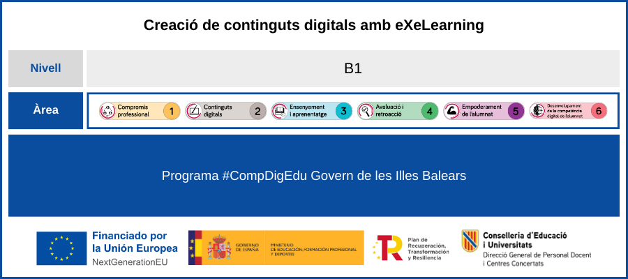 Àrees i nivells del MRCDD Creació continguts digitals amb eXeLearning Àrees i nivells del MRCDD Creació continguts digitals amb eXeLearning