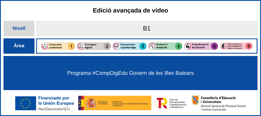 Àrees i nivells del MRCDD Edició avançada de vídeo Àrees i nivells del MRCDD Edició avançada de vídeo
