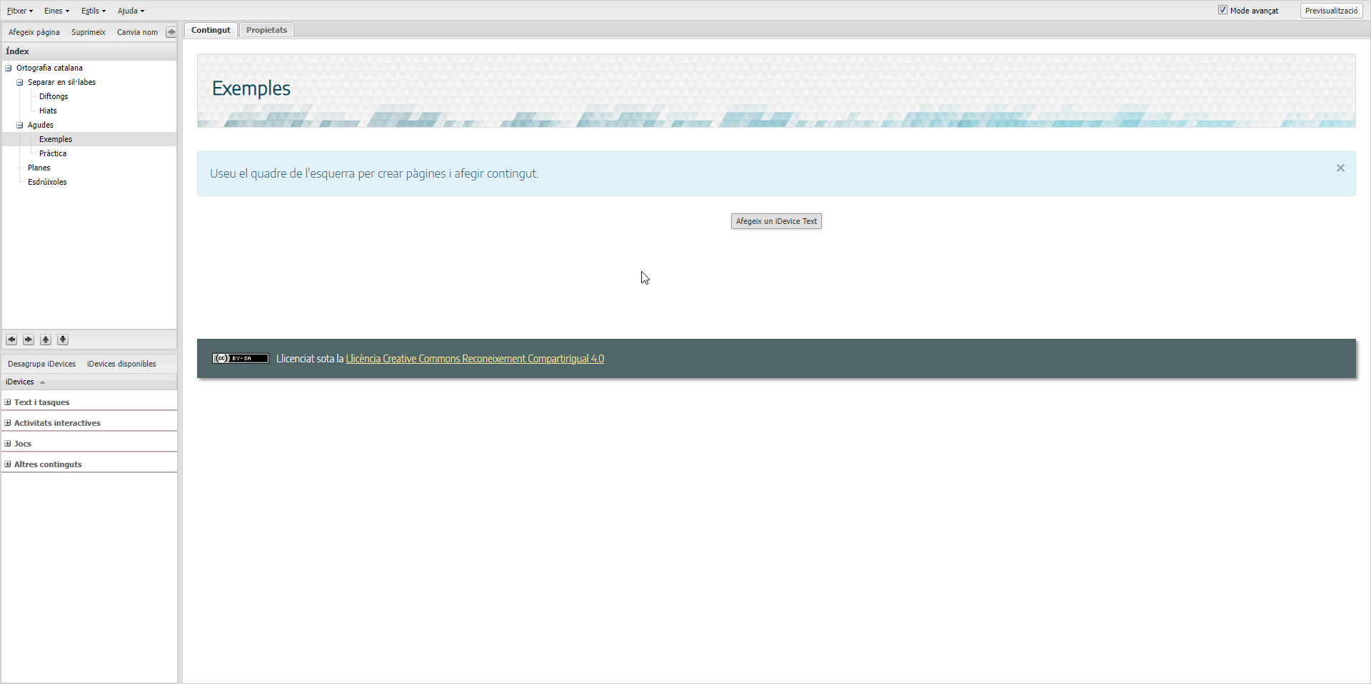Treballar amb contingut i disposicions predefinides