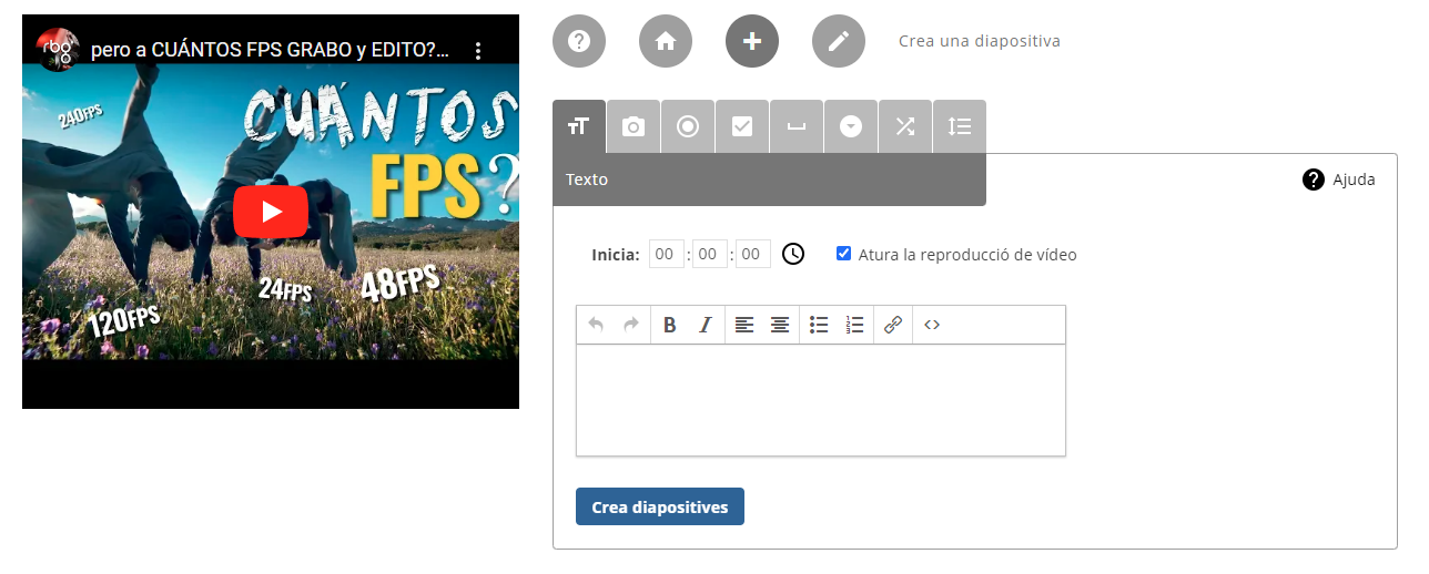 Editor de l'iDevice Vídeo interactiu