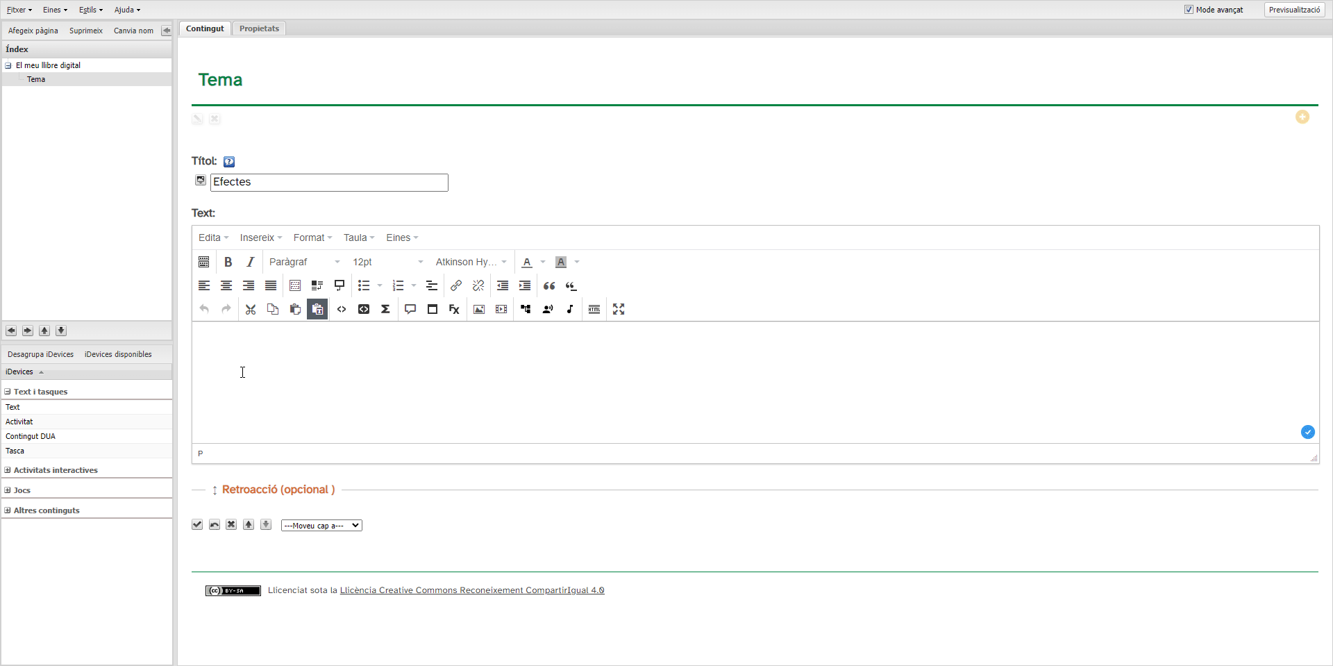 Utilització dels efectes
