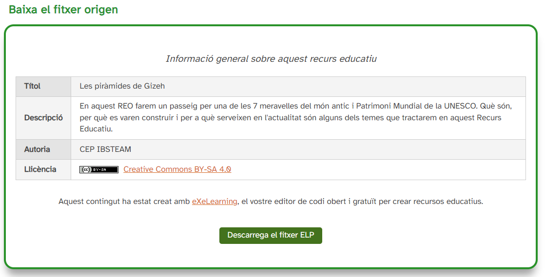 Exemple Baixa el fitxer origen