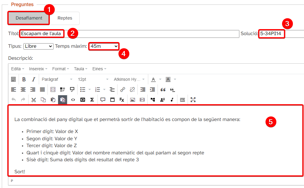 Exemple desafiament final