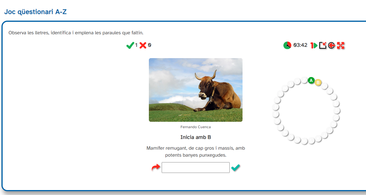 Exemple iDevice Joc qüestionari A-Z