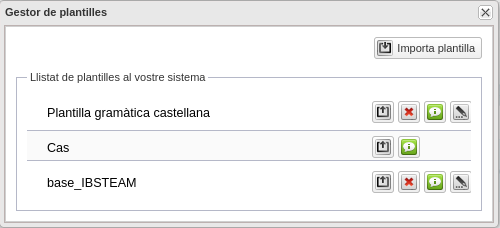 Gestió de plantilles 2 Pantalla de gestió de plantilles a eXeLearning