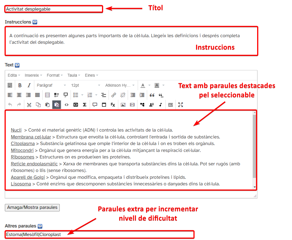 Exemple d'activitat desplegable