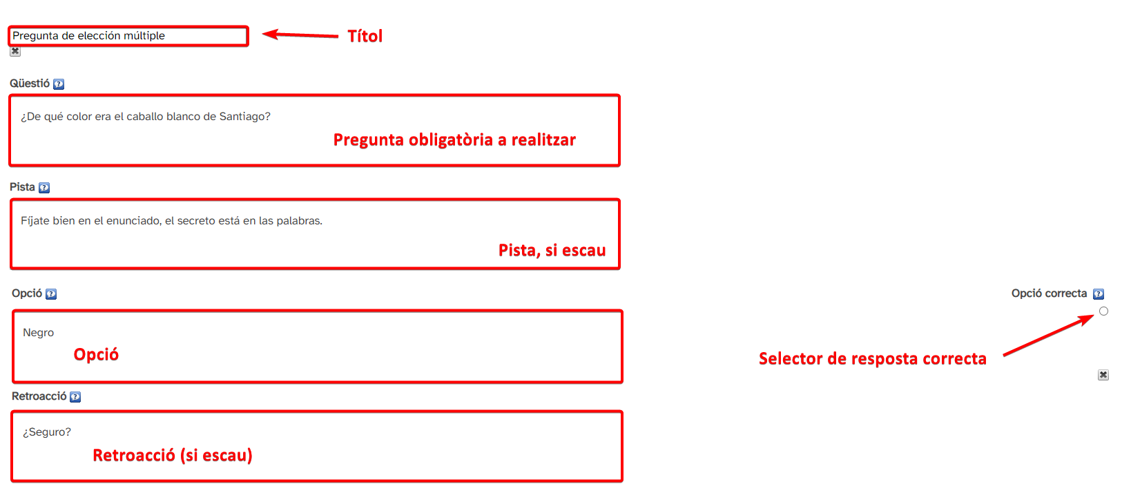 Exemple edició activitat d'elecció múltimple