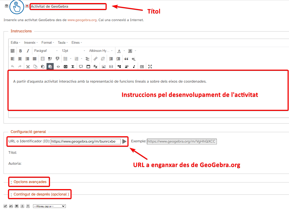 Exemple d'activitat de GeoGebra