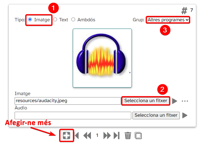 Exemple de configuració d'una targeta al joc Classifica
