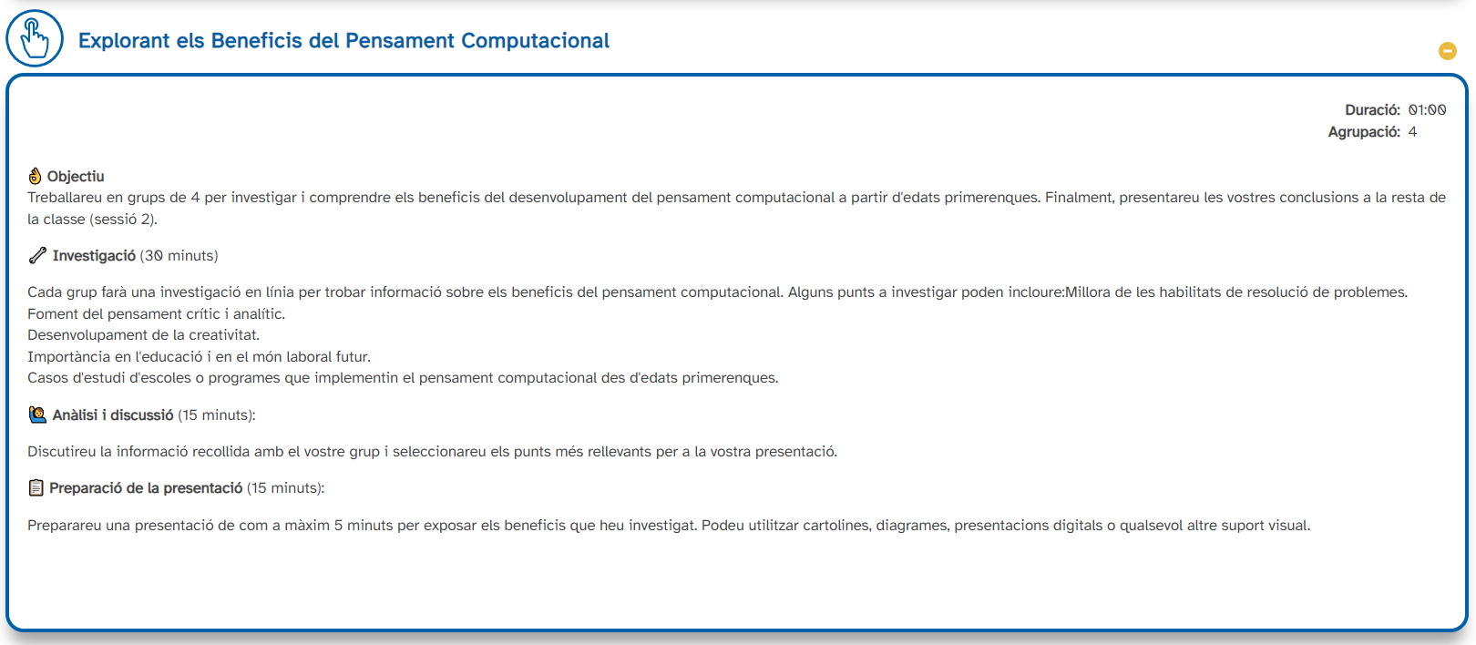 Exemple iDevice tasca