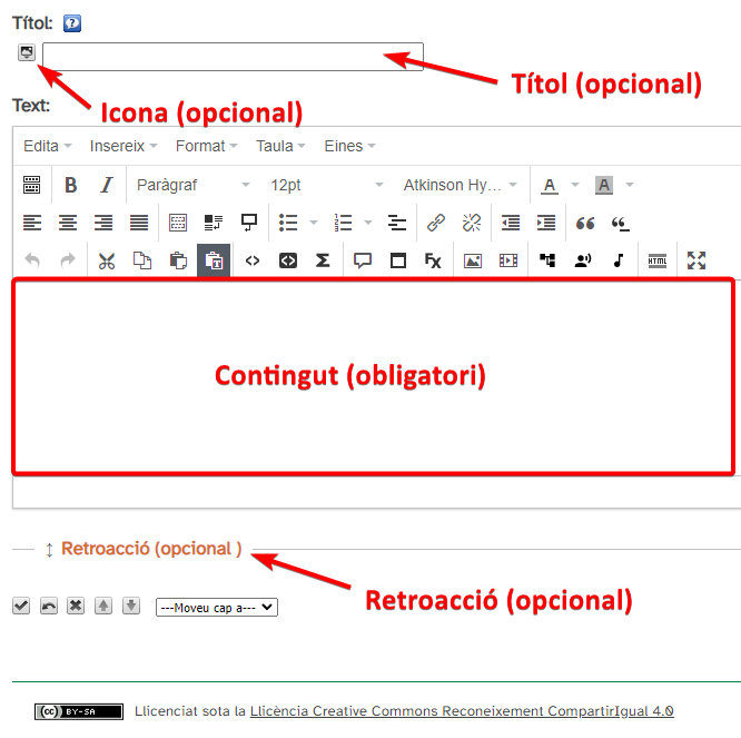 Edició de l'iDevice Text