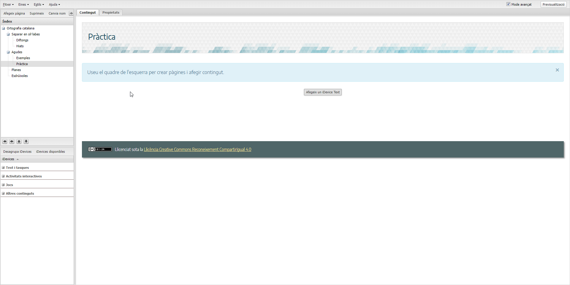 Opció per a la creació de llistes de definicions