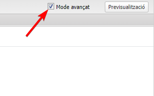 Casella per a l'activació del Mode avançat a eXeLearning