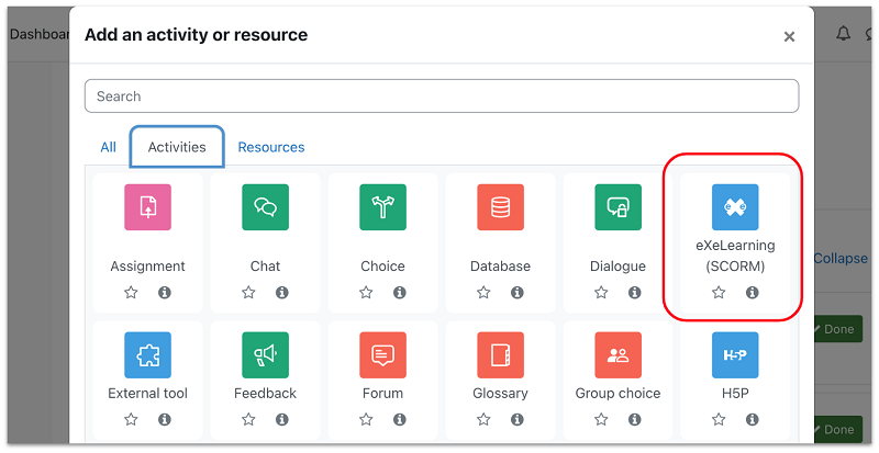 Activitat eXeLearning (SCORM) a Moodle