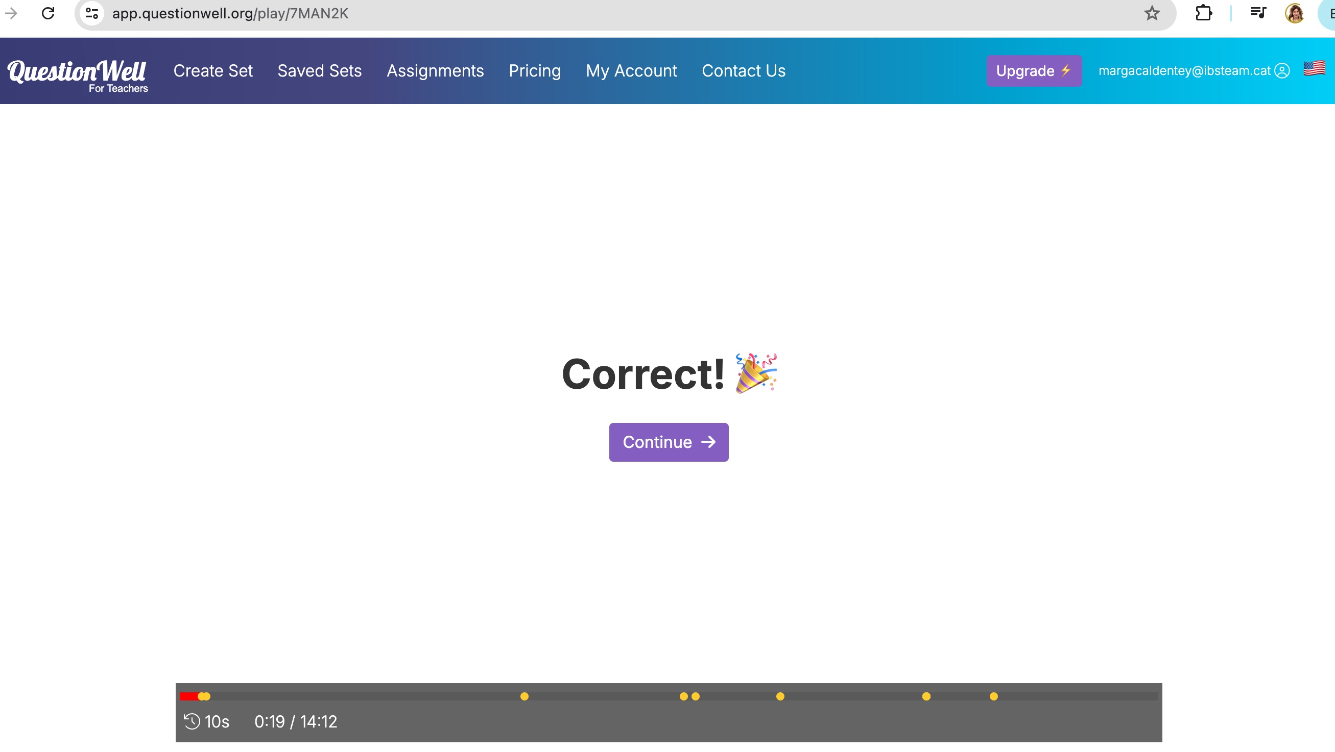 Retroacció que dona l'eina QuestionWell
