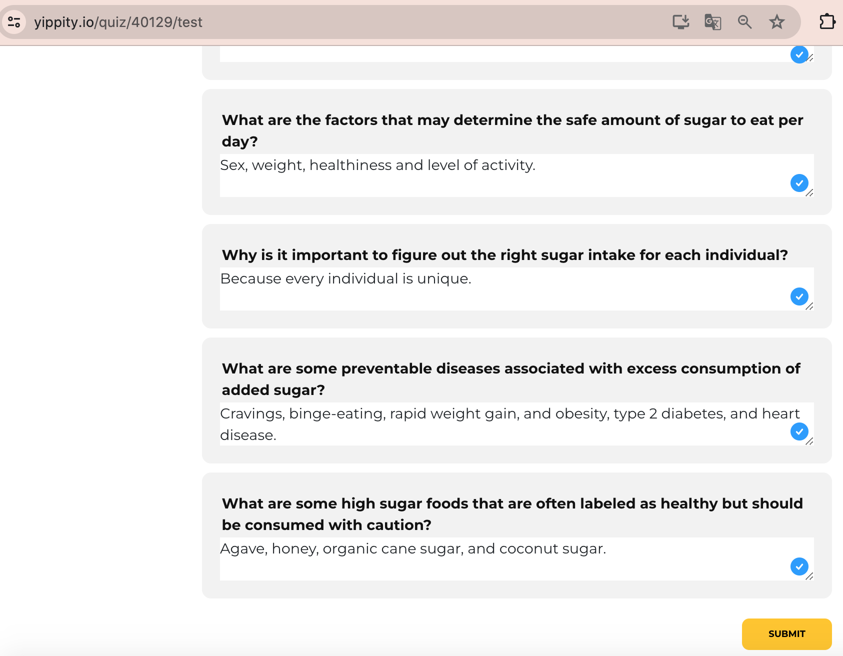 Correcció de les preguntes de Yippity