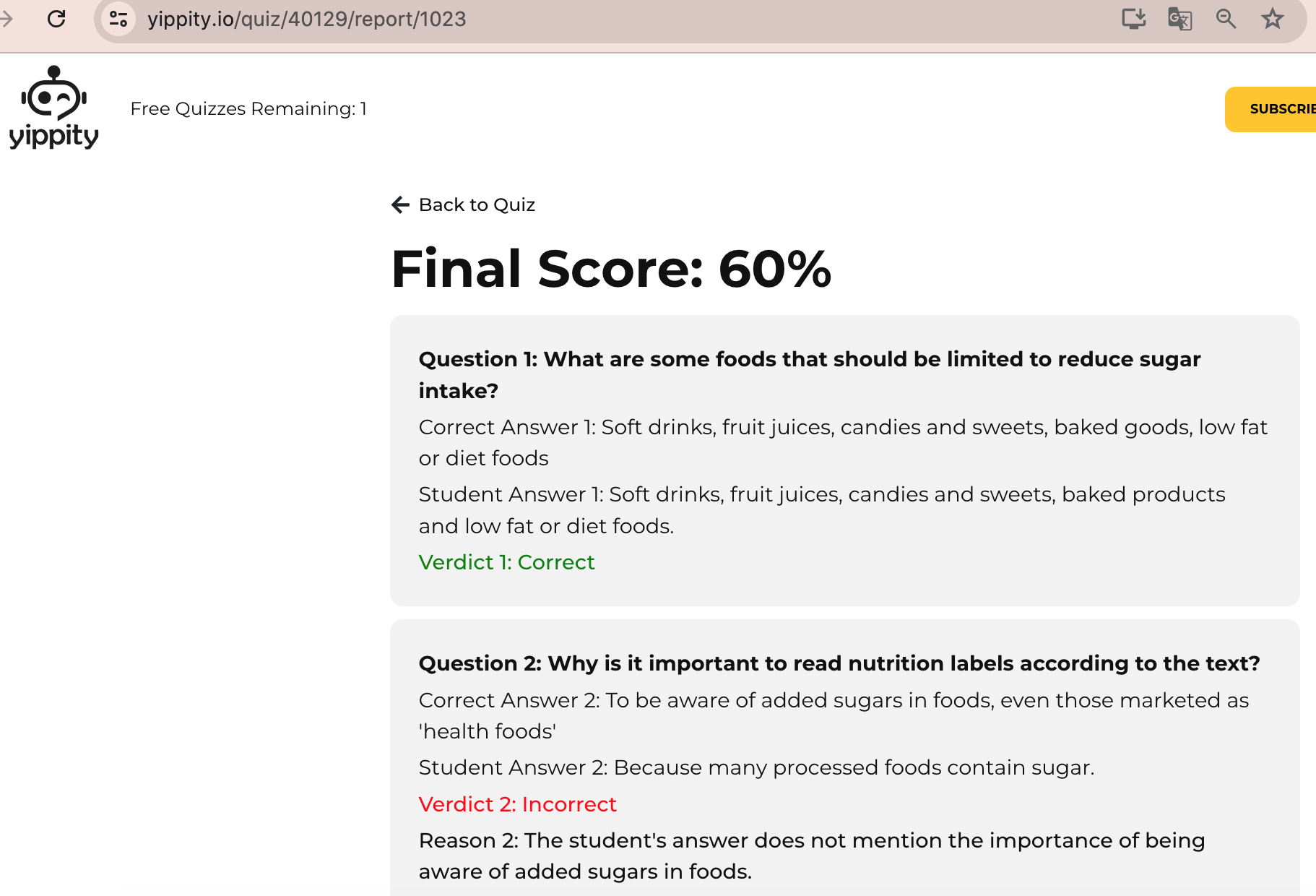 Puntuació de les preguntes de Yippity