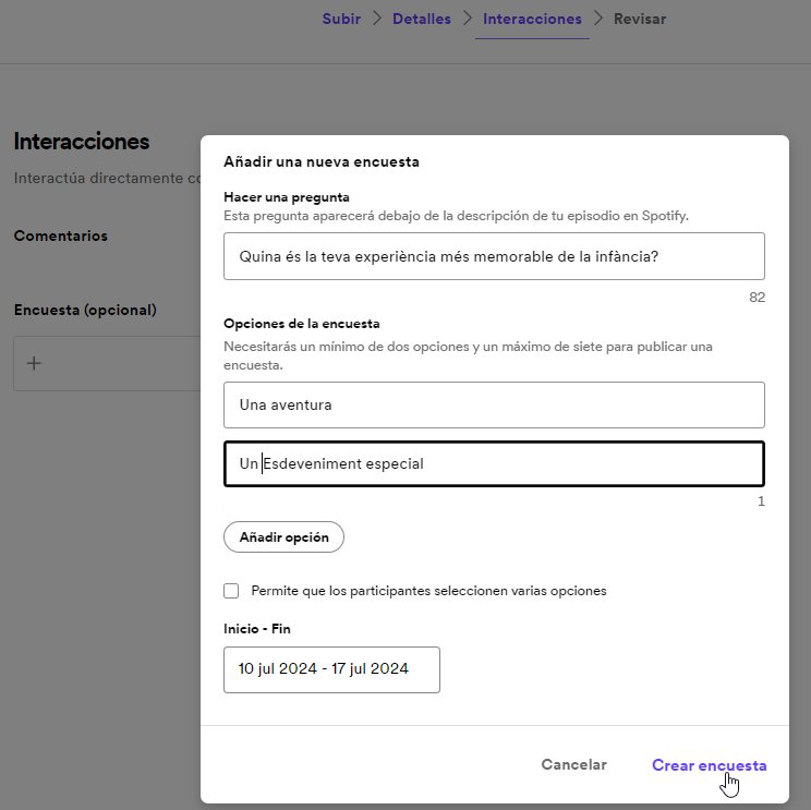Crea un enquesta