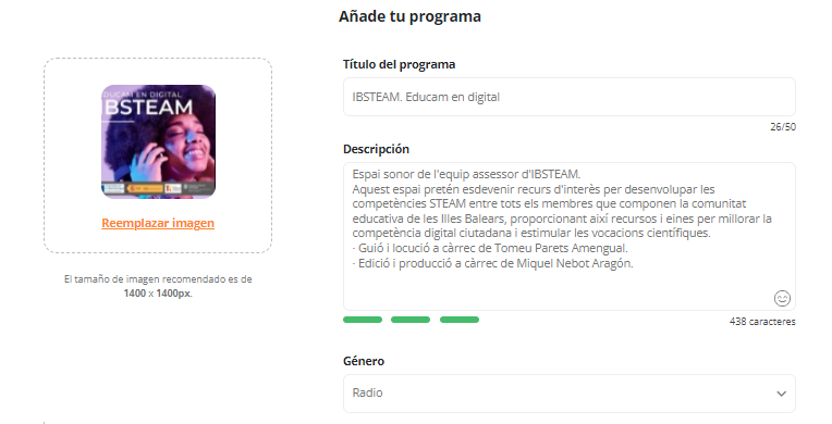Afegeix el teu programa_ Títol i descripció