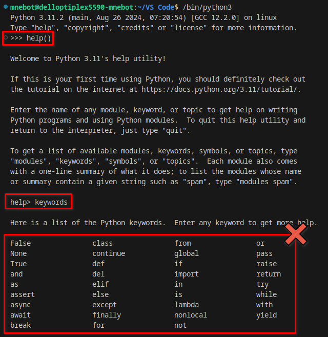 Llistat de paraules reservades a Python