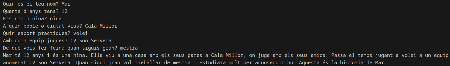 Exemple d'ús. Contar històries