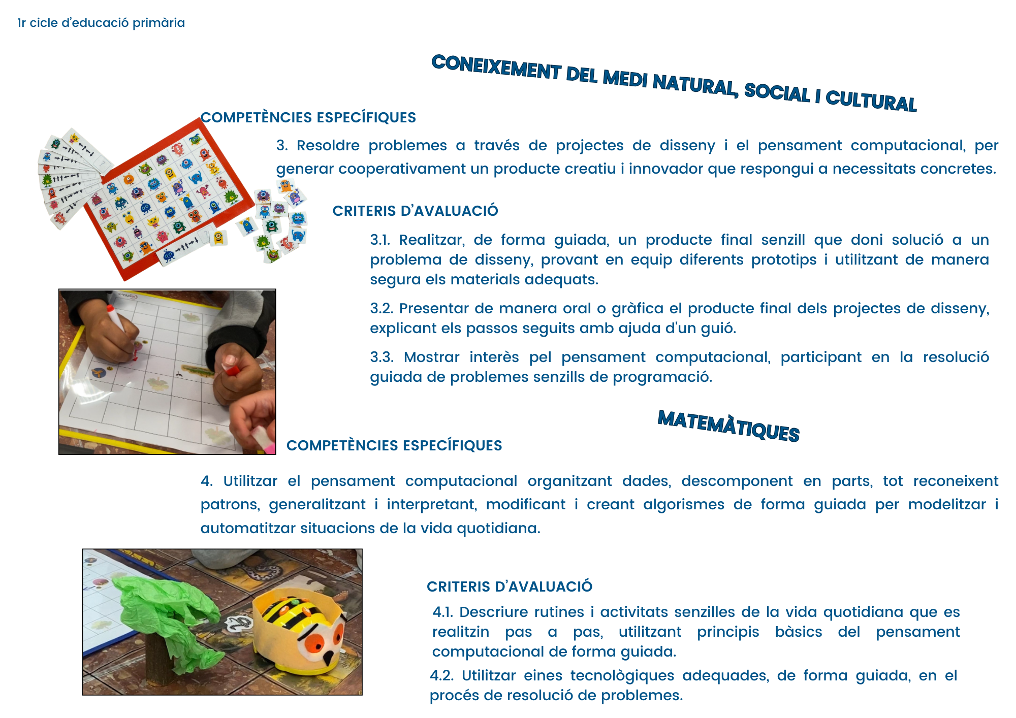 El pensament computacional al currículum de primer cicle de primària