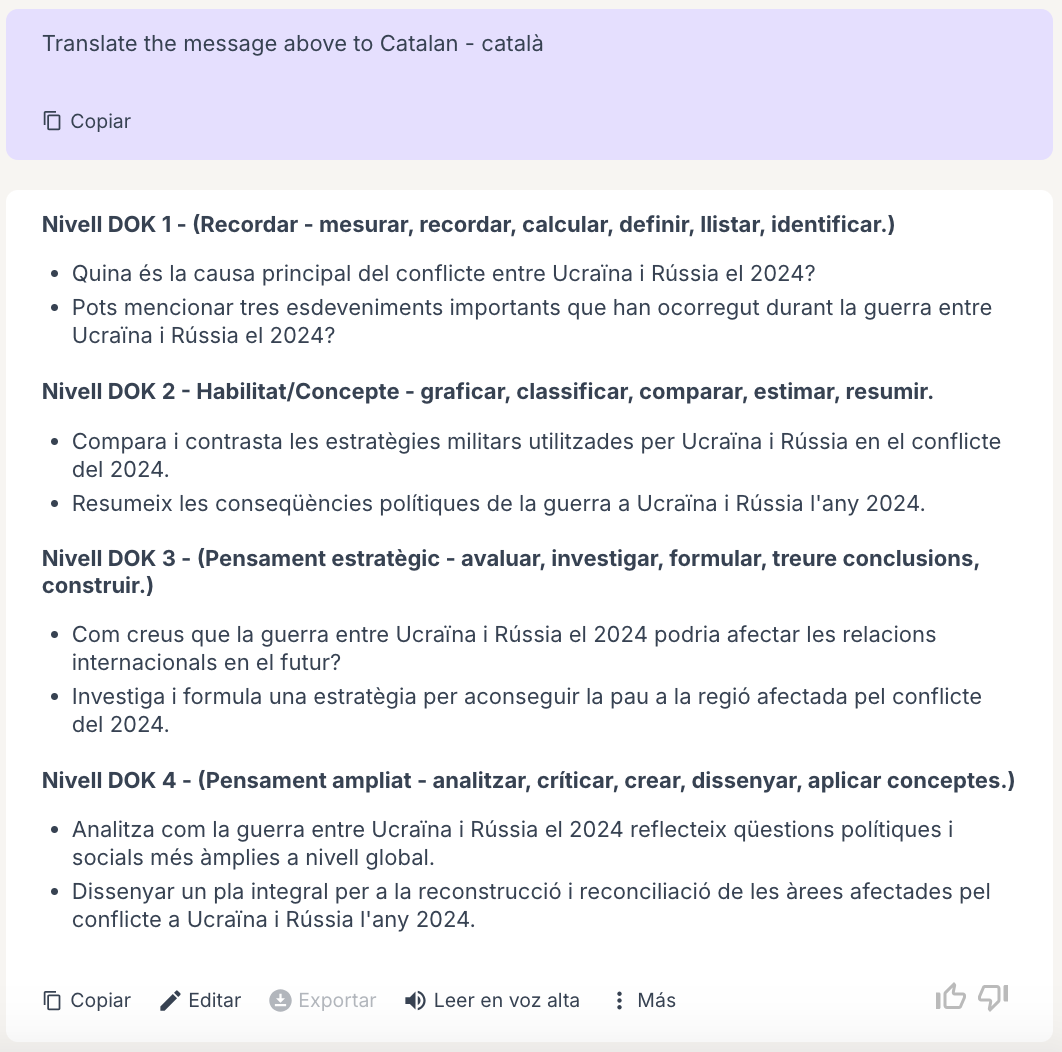 Preguntes complexes traduïdes al català amb Magic School